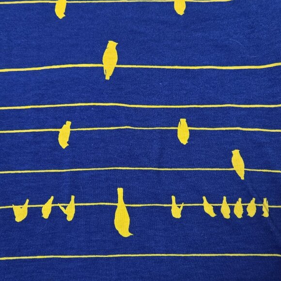 LuLaRoe Pullover shirt XXS Blue and gold birds on a wire Pre-owned - Picture 3 of 9